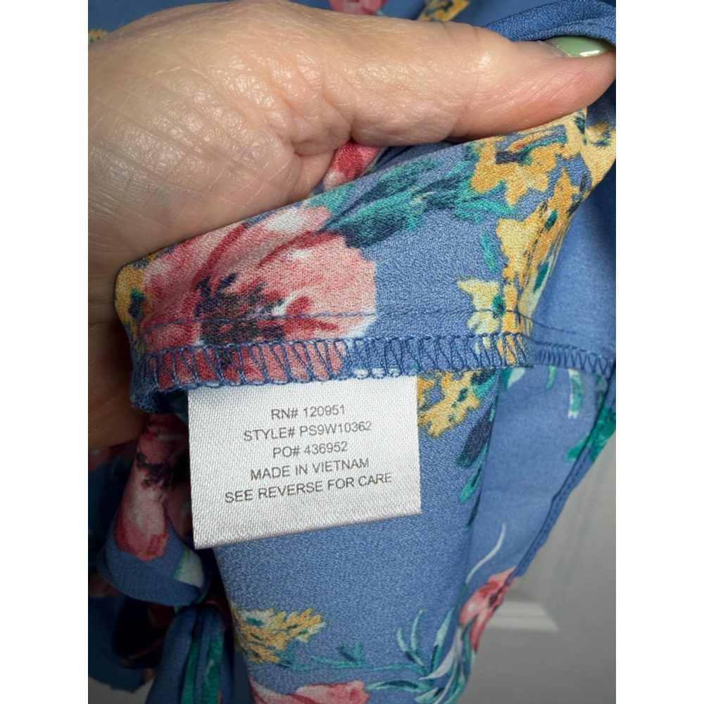 Pink Rose Blue Floral Button Down Shirt M - Picture 7 of 7